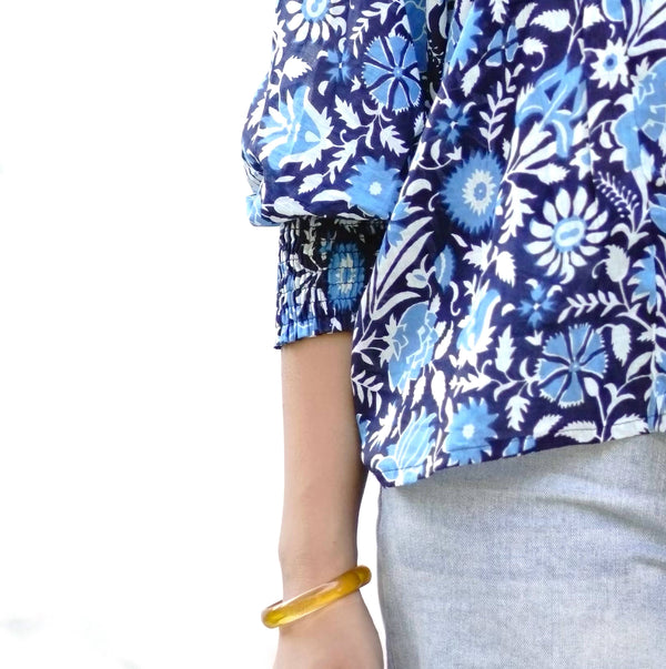 Anjou Top O/S Blue White-Blue Hand Home