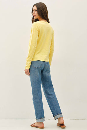 Cotton Slub Crewneck Long Sleeve Tee