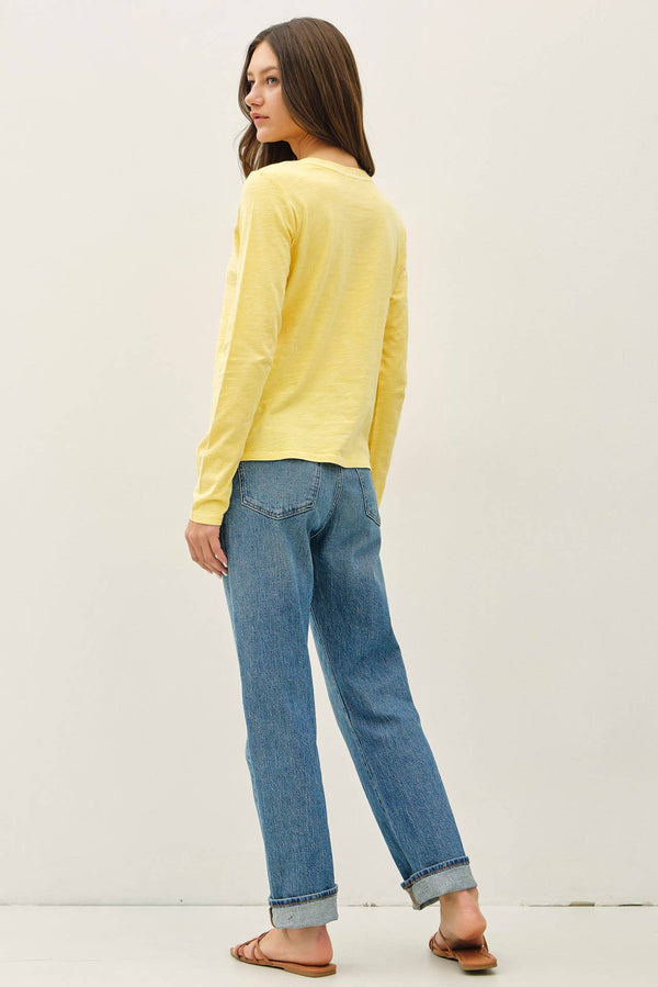 Cotton Slub Crewneck Long Sleeve Tee