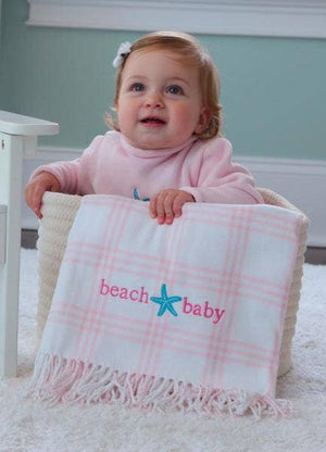 701 - Window Pane Check Flannel With Fringe-Blue Hand Home