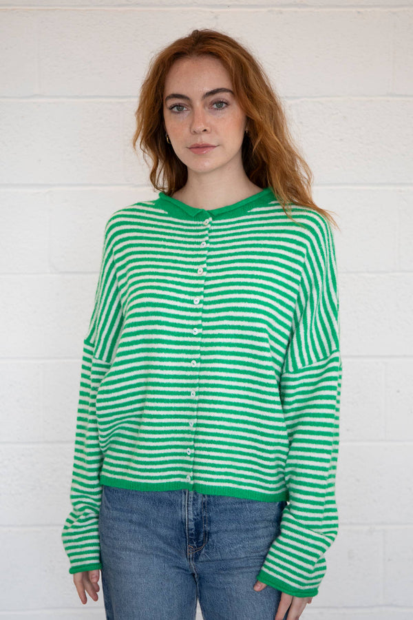 Piper Cardigan - Mini Striped-Blue Hand Home
