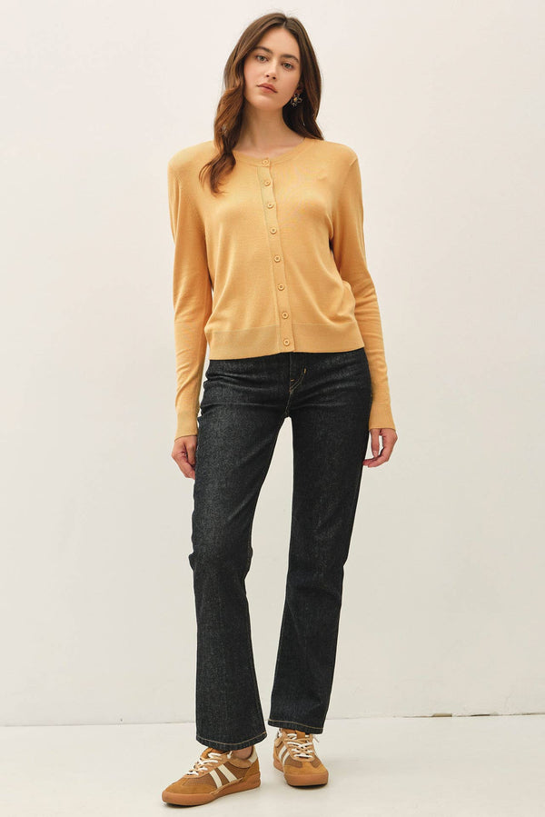 Ultra Soft Essential Basic Crewneck Button Up Cardigan