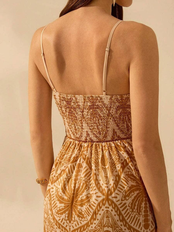 Cascais Bohemia Tropical palm strappy sundress-Blue Hand Home