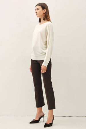 Dolman Sleeve Boat Neck Fine Sweater