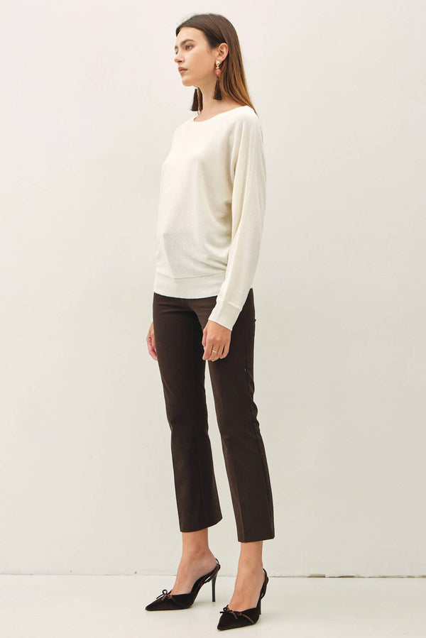Dolman Sleeve Boat Neck Fine Sweater