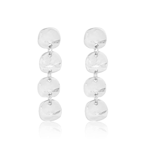 Chic Medallion Disc Linear Drop Earrings-Blue Hand Home