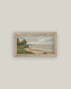 Beach Near Etretat Framed Antique Art-Blue Hand Home