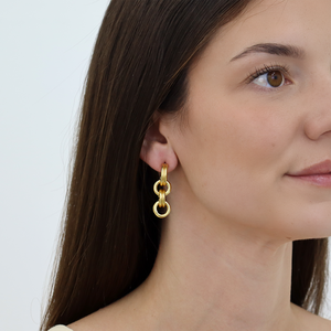Rounded Chain Drop Earrings - 24K Gold Plated