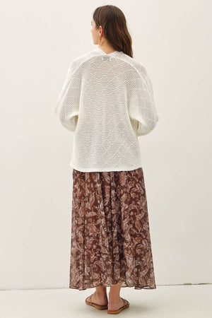 DIAMOND PATTERN DOLMAN 3/4 SLEEVE OPEN CARDIGAN-Blue Hand Home