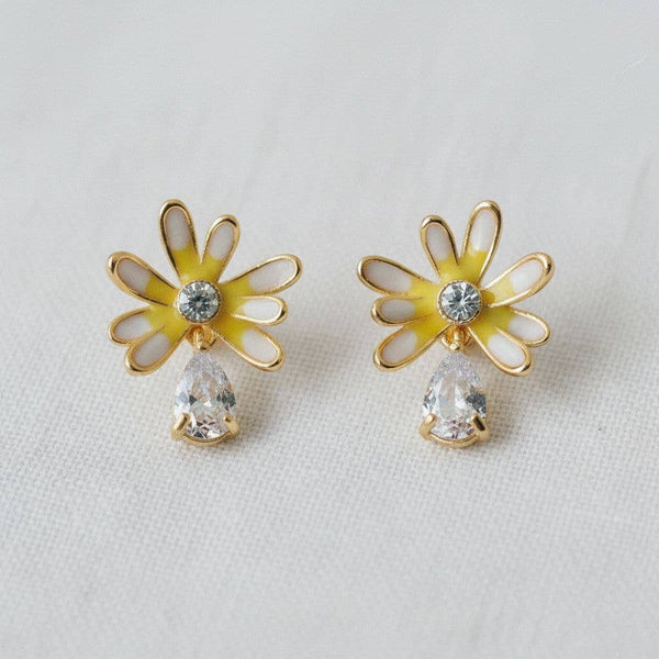 Charming Floral Gemstone Drop Earrings-Blue Hand Home
