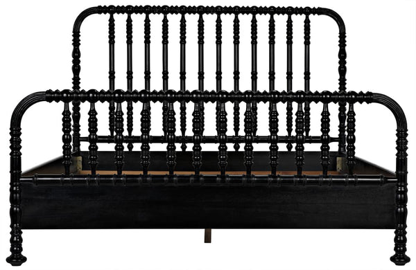 Bachelor Bed, Eastern King, Hand Rubbed Black-Blue Hand Home
