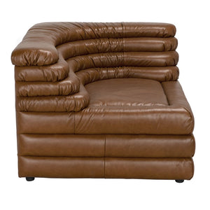 Bandera Sofa, R, Roche Tan Leather-Blue Hand Home