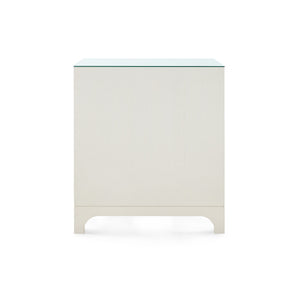 Barrett 3-Drawer Side Table with Glass Top, Sand White
