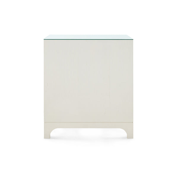 Barrett 3-Drawer Side Table with Glass Top, Sand White