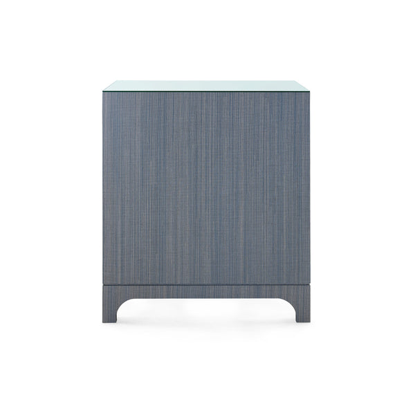 Barrett 3-Drawer Side Table with Glass Top, Denim Mist