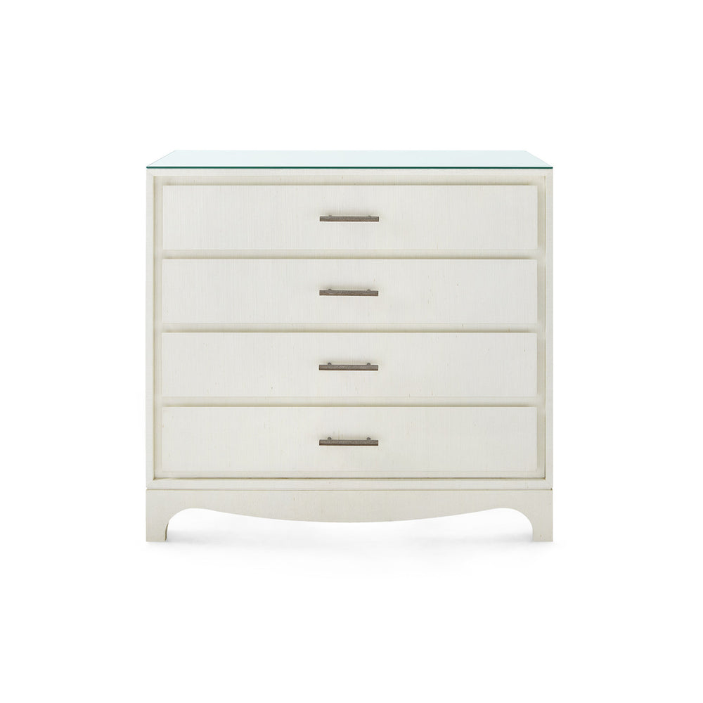 Barrett Large 4-Drawer with Glass Top, Sand White