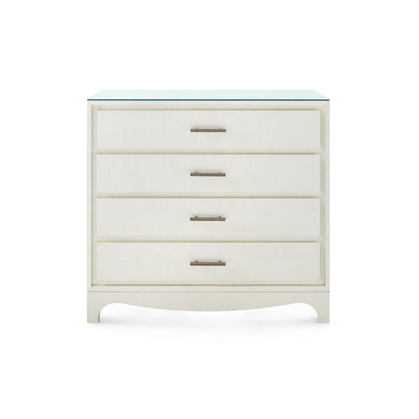 Barrett Large 4-Drawer with Glass Top, Sand White
