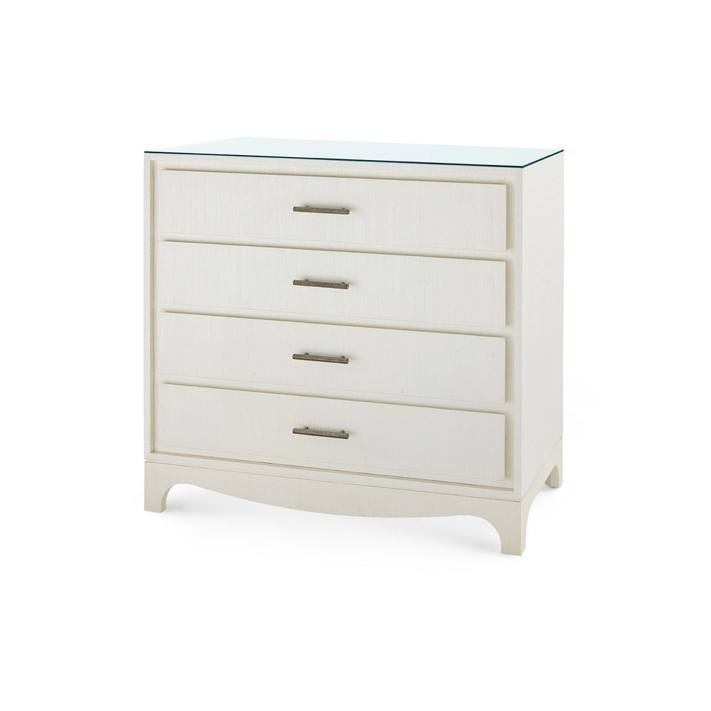 Barrett Large 4-Drawer with Glass Top, Sand White