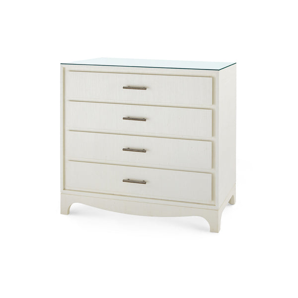 Barrett Large 4-Drawer with Glass Top, Sand White