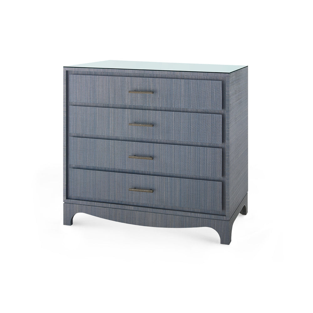 Barrett Large 4-Drawer with Glass Top, Denim Mist
