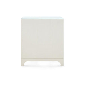 Barrett 3-Drawer Side Table with Glass Top, Sand White-Blue Hand Home