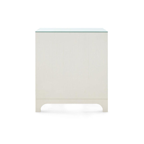 Barrett 3-Drawer Side Table with Glass Top, Sand White-Blue Hand Home