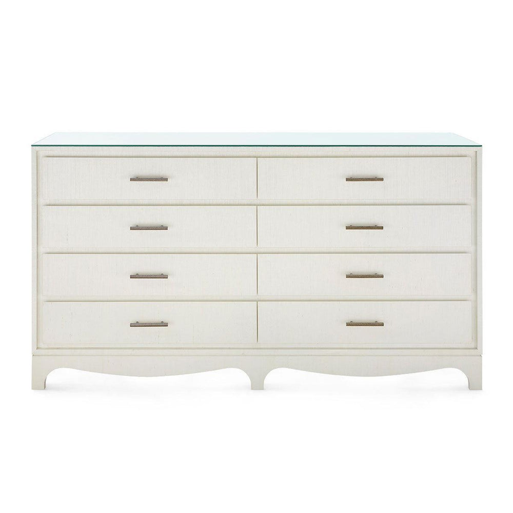 Barrett Extra Large 8-Drawer with Glass Top, Sand White-Blue Hand Home