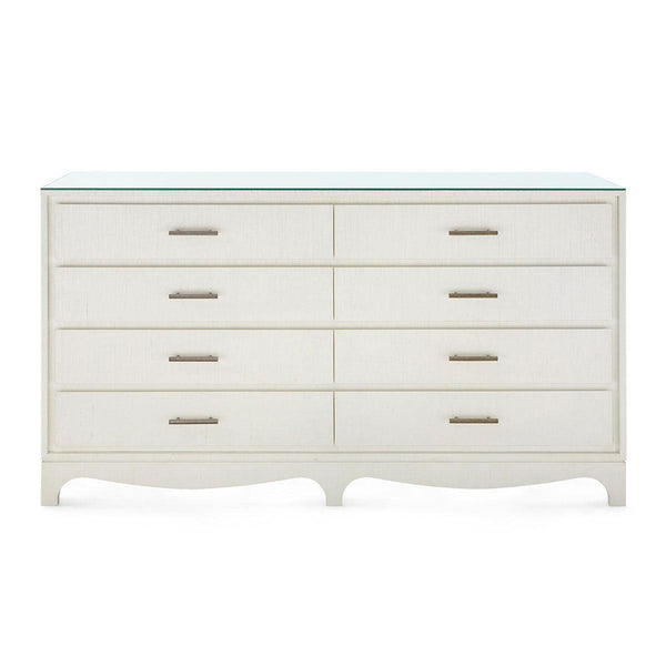 Barrett Extra Large 8-Drawer with Glass Top, Sand White-Blue Hand Home