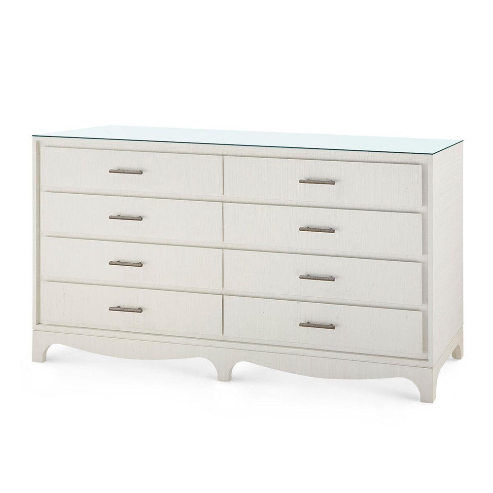 Barrett Extra Large 8-Drawer with Glass Top, Sand White-Blue Hand Home
