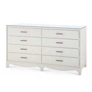 Barrett Extra Large 8-Drawer with Glass Top, Sand White-Blue Hand Home