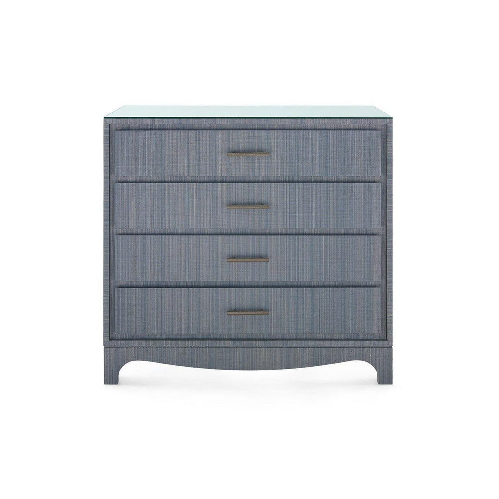 Barrett Large 4-Drawer with Glass Top, Denim Mist-Blue Hand Home
