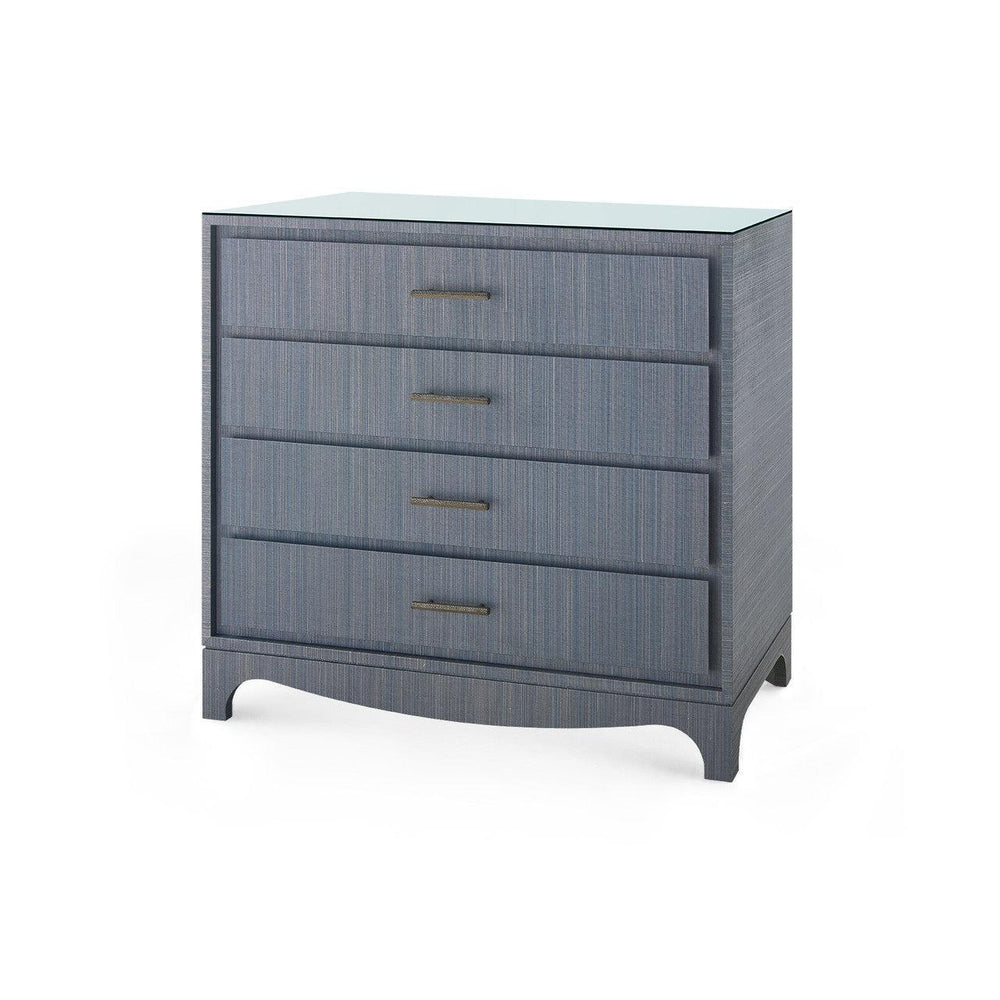 Barrett Large 4-Drawer with Glass Top, Denim Mist-Blue Hand Home