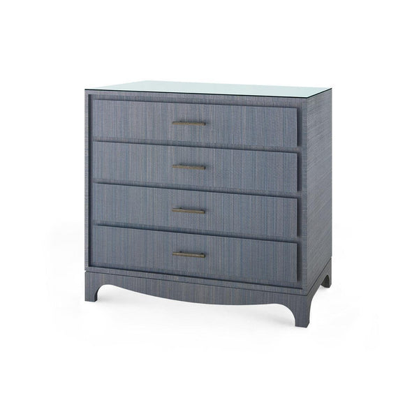 Barrett Large 4-Drawer with Glass Top, Denim Mist-Blue Hand Home