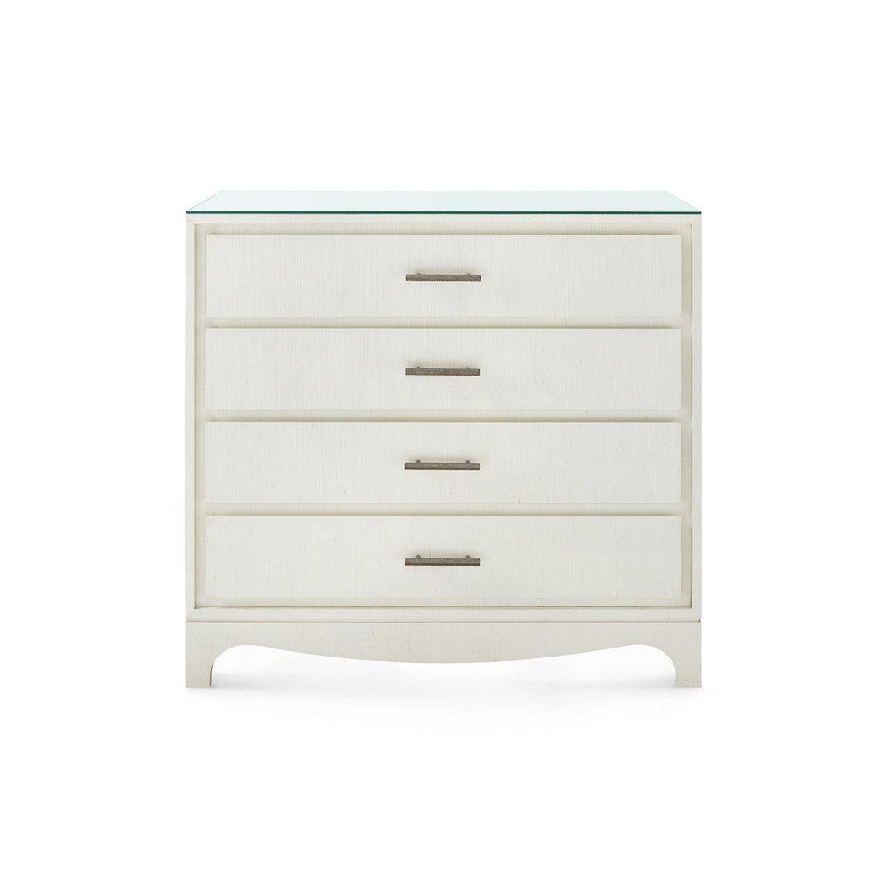 Barrett Large 4-Drawer with Glass Top, Sand White-Blue Hand Home