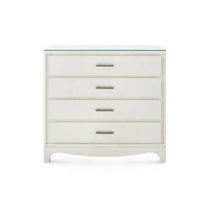 Barrett Large 4-Drawer with Glass Top, Sand White-Blue Hand Home