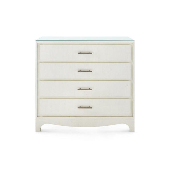Barrett Large 4-Drawer with Glass Top, Sand White-Blue Hand Home