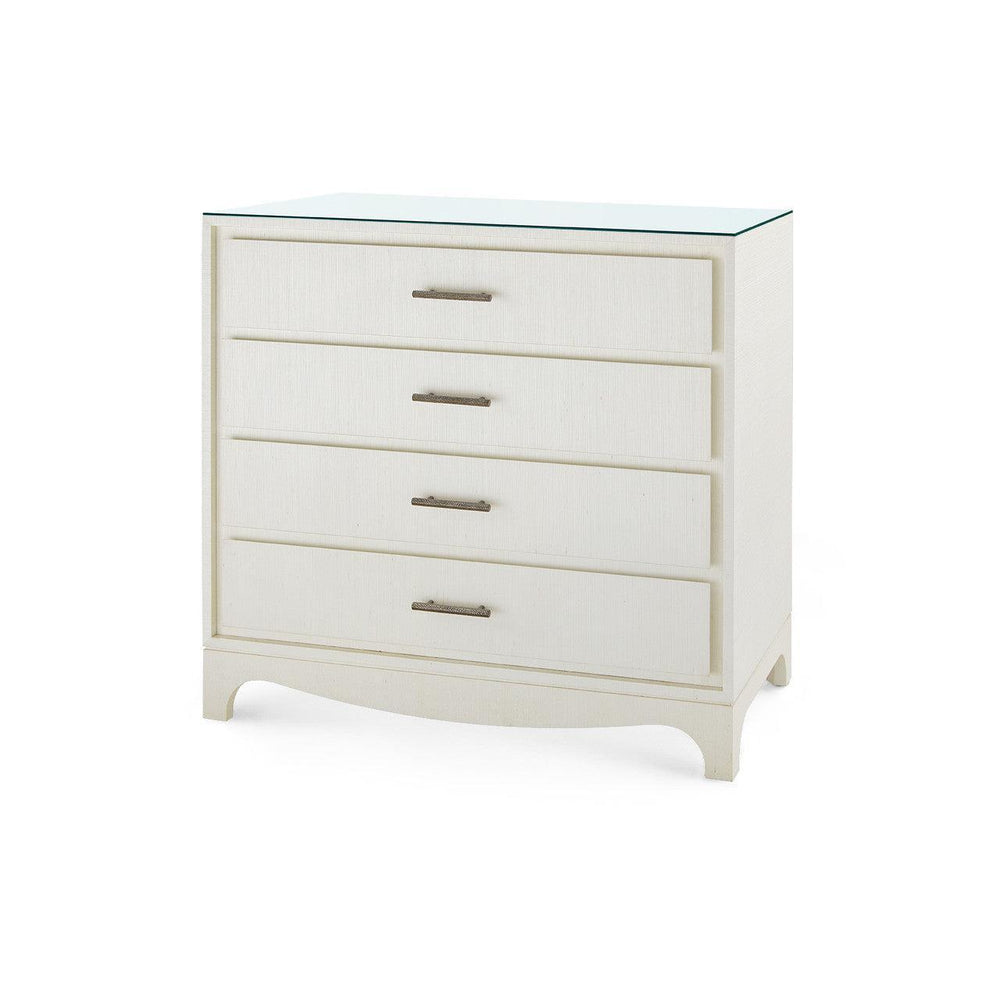 Barrett Large 4-Drawer with Glass Top, Sand White-Blue Hand Home