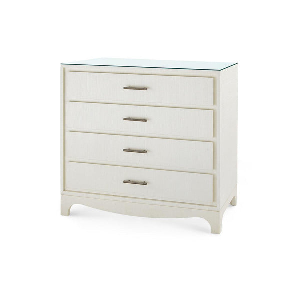 Barrett Large 4-Drawer with Glass Top, Sand White-Blue Hand Home