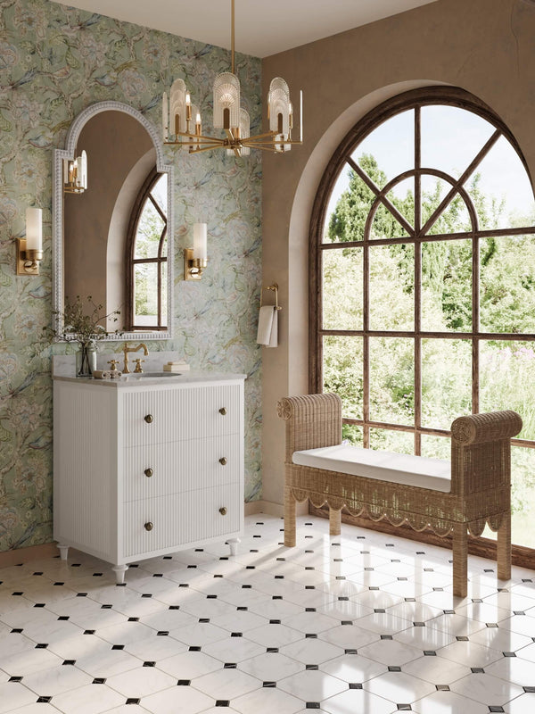 Kraton Single Vanity In True White W/ Sink & Marble Top-Blue Hand Home