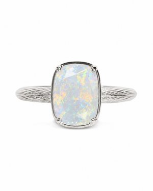Sterling Silver Elongated Cushion Opal Cocktail Ring