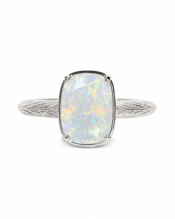 Sterling Silver Elongated Cushion Opal Cocktail Ring