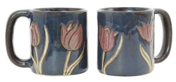 Mara Stoneware Tulip Flower Mug-Blue Hand Home