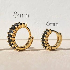 BLACK BAGUETTE HUGGIE EARRINGS - E-HT1190BLACK / E-HT1189BLA-Blue Hand Home