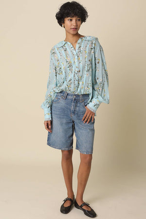 Macie Floral Pintuck Blouse-Blue Hand Home
