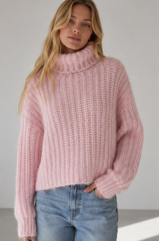 3319ik Cozy Ribbed Turtleneck Sweater