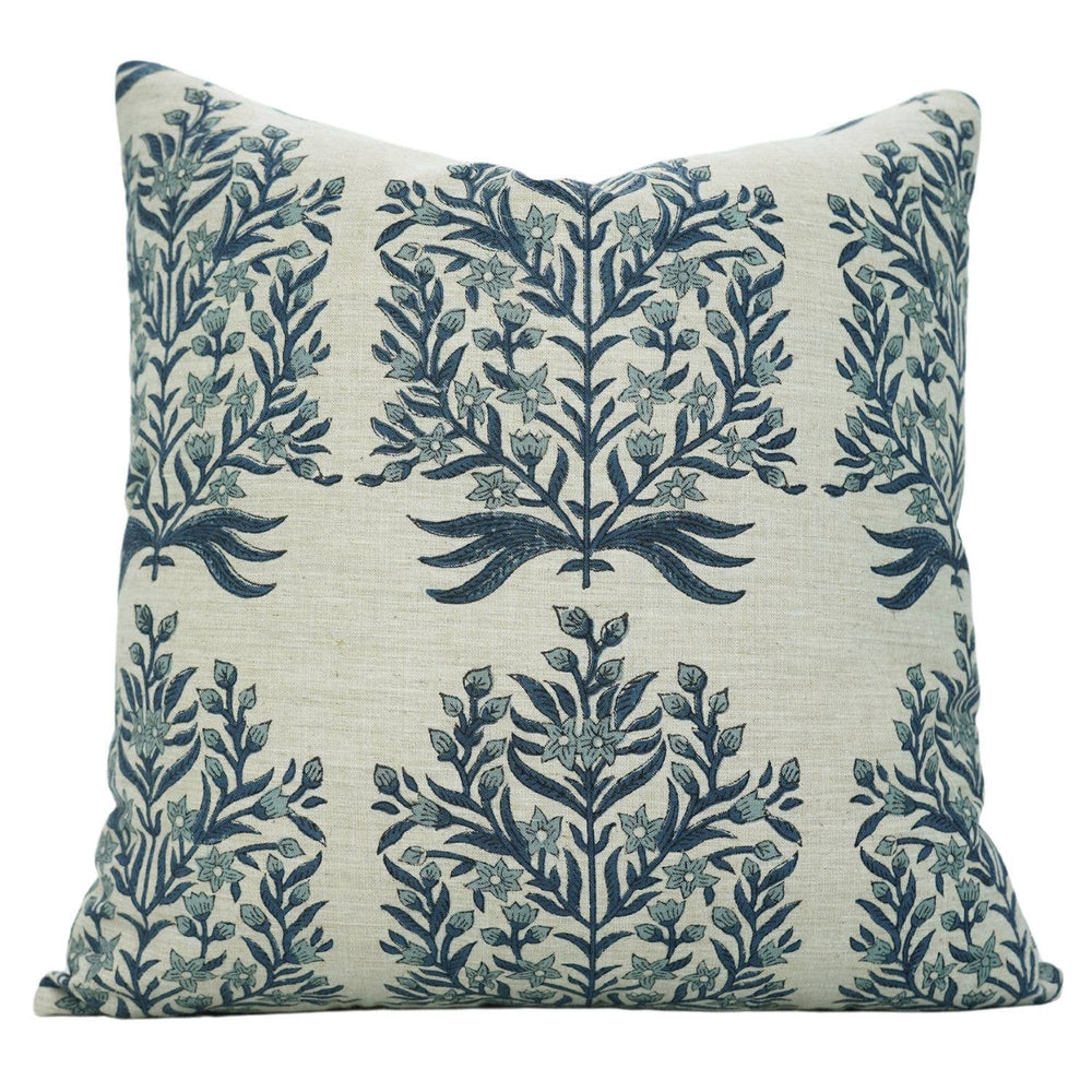 Home Decor Linen Blend Cushion Cover - Vrindavan-Blue Hand Home