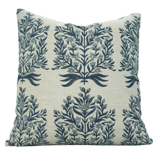 Home Decor Linen Blend Cushion Cover - Vrindavan-Blue Hand Home