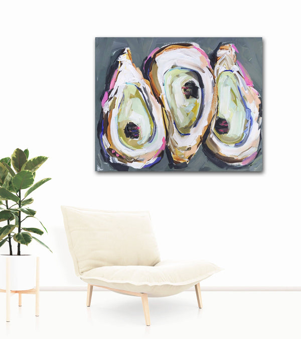 Oyster Print on Paper "Oysters on Blue"-Blue Hand Home