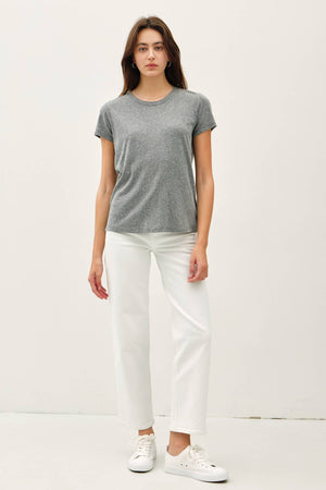 SOFT ROUND NECK SOLID BASIC TEE SHIRT-Blue Hand Home