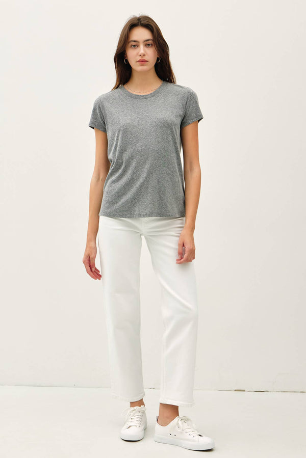 SOFT ROUND NECK SOLID BASIC TEE SHIRT-Blue Hand Home